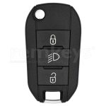 Peugeot 301 508 3 Button Flip Remote Case - Head Lamp Button